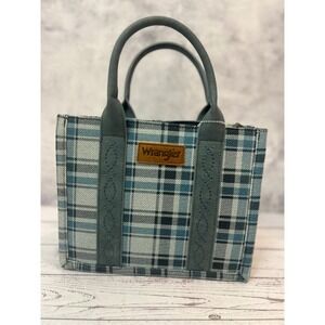 Wrangler Montana West Plaid Tote Bag Chambray Light Denim